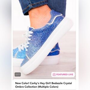 Corky’s Hey Girl! Bedazzle Blue Ombré Women's Sneakers